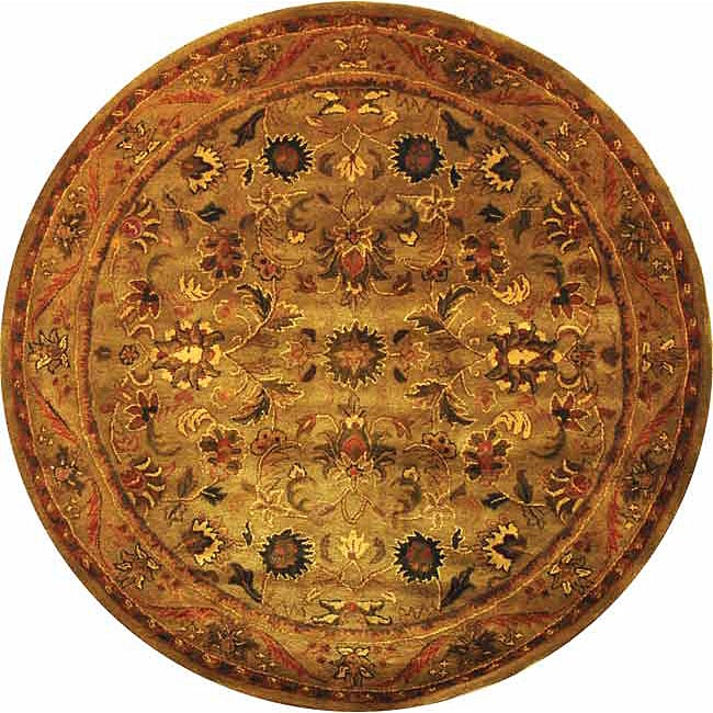 Handmade Antiquities Kasadan Olive Green Wool Rug (6 Round)