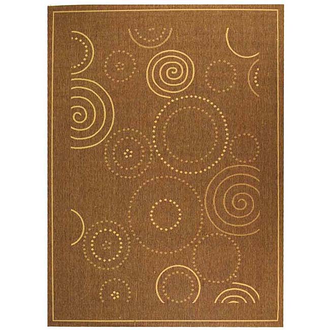 Safavieh Ocean Swirls Brown/ Natural Indoor/ Outdoor Rug - 8' x 11'