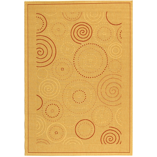 Indoor/ Outdoor Resort Natural/ Terracotta Rug (53 X 77)