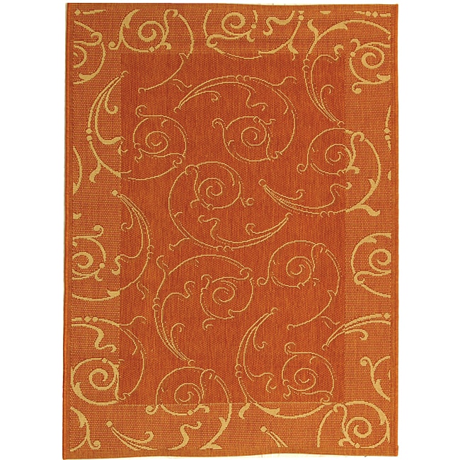 Indoor/ Outdoor Oasis Terracotta/ Natural Rug (4 X 57) (RedPattern FloralMeasures 0.25 inch thickTip We recommend the use of a non skid pad to keep the rug in place on smooth surfaces.All rug sizes are approximate. Due to the difference of monitor color