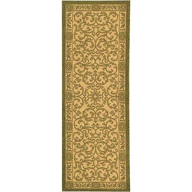 Indoor/ Outdoor Beaches Natural/ Olive Runner (24 X 67)