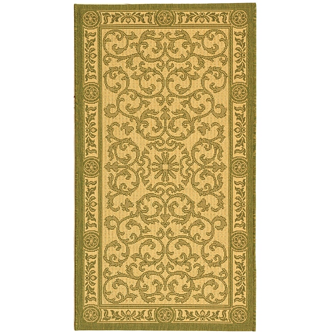 Indoor/ Outdoor Beaches Natural/ Olive Rug (2 X 37)