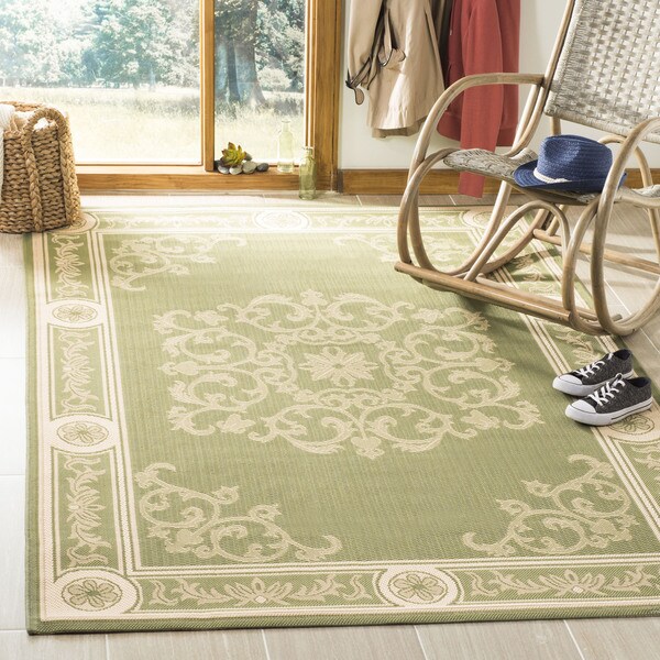 Shop Safavieh Sunny Medallion Olive Green/ Natural Indoor/ Outdoor Rug