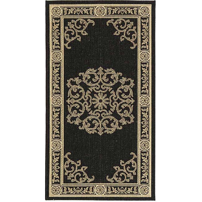 Indoor/ Outdoor Sunny Black/ Sand Runner (2 X 37) (BlackPattern GeometricMeasures 0.25 inch thickTip We recommend the use of a non skid pad to keep the rug in place on smooth surfaces.All rug sizes are approximate. Due to the difference of monitor color