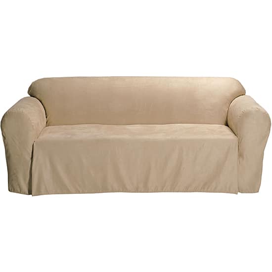 Classic Slipcovers Microsuede Solid Chair Drop Skirt Slipcover - Sand