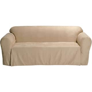 slide 2 of 3, Classic Slipcovers Microsuede Solid Chair Drop Skirt Slipcover Sand