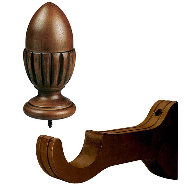Walnut 8-foot Wood Drapery Rod with Acorn Finials