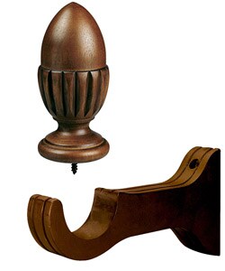 Shop Walnut 8 Foot Wood Drapery Rod With Acorn Finials Free