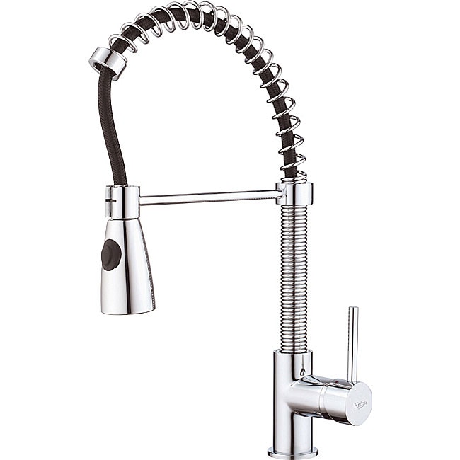 Kraus Single Lever Modern Spiral Chrome Pull out Kitchen Faucet