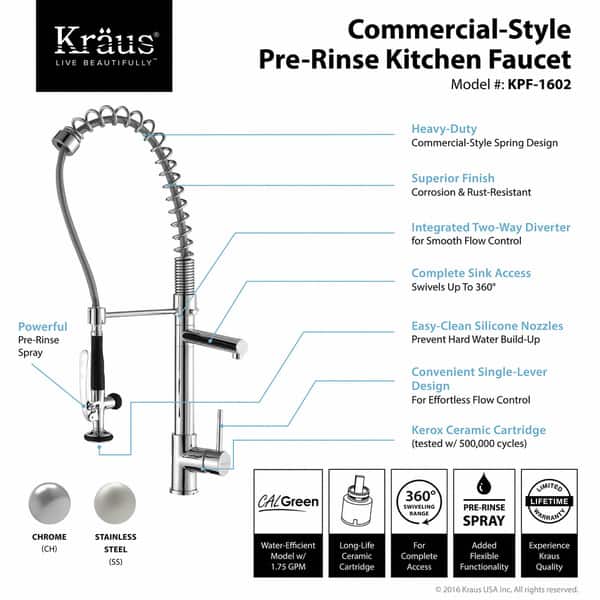 Shop Kraus Kpf 1602 Commercial Style 1 Handle 2 Function Pre Rinse