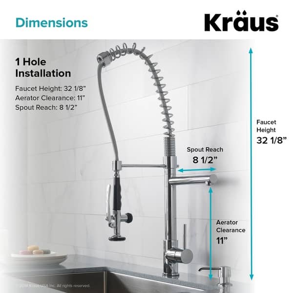 Kraus KPF-1602 Commercial-Style 1-Handle 2-Function Pre-Rinse Sprayhead ...