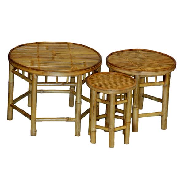Handmade Bamboo Nesting 3-piece Round Table Set (China)
