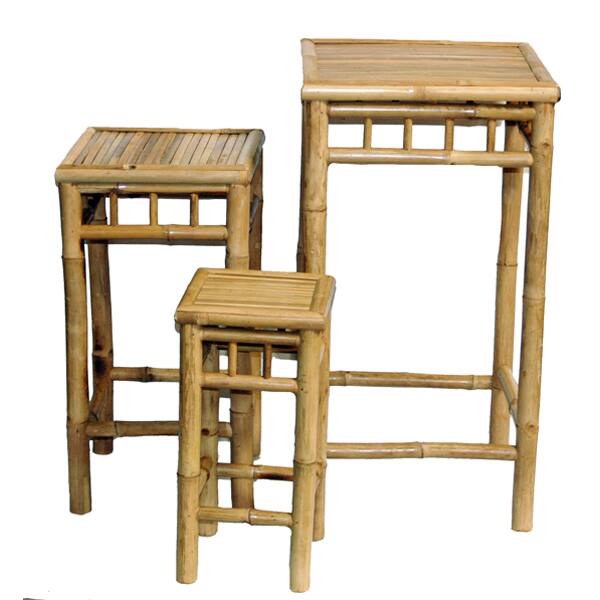 Handmade Set of 3 Nesting Bamboo End Tables (Vietnam)