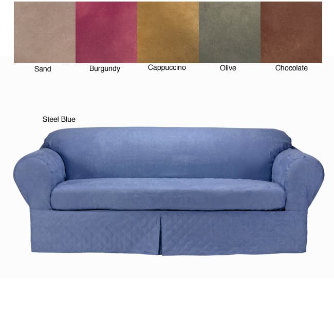 Classic Slipcovers Microsuede Quilted 2-piece Loveseat Slipcover - Quilted Burg/Love