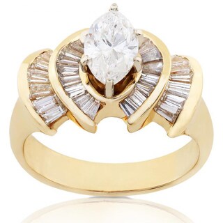 Shop Annello by Kobelli 14k Gold 2ct TDW Marquise Diamond Engagement ...