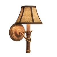 Alton Polynesian Paradise 1 Light Bronze Wall Sconce Free Island Gold Wall Sconce With Wicker Shade