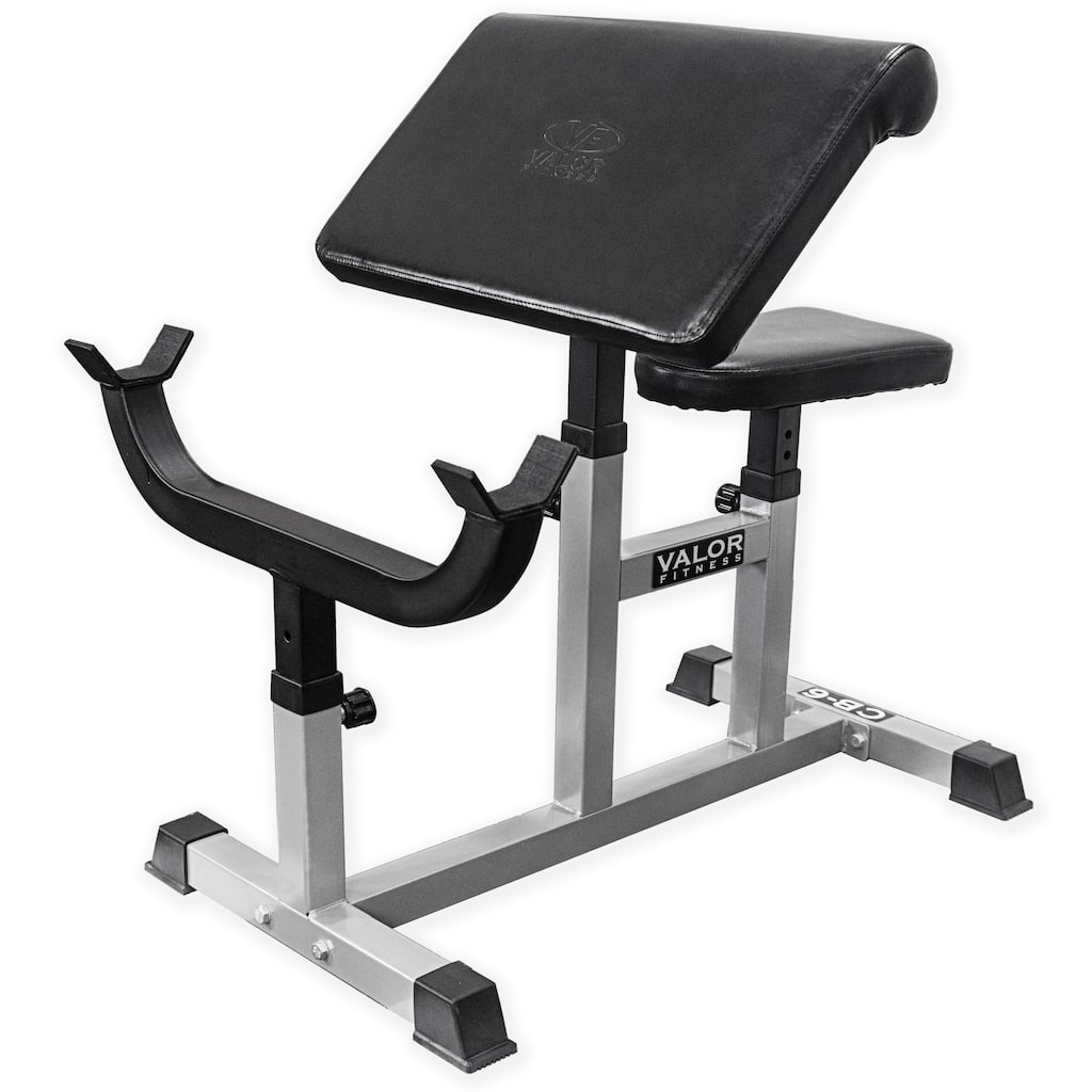 Valor Fitness CB-6 Adjustable Preacher Curl Bench for Bicep Curl Support Meant for Curling with EZ Curl Bar (Sold Separately)