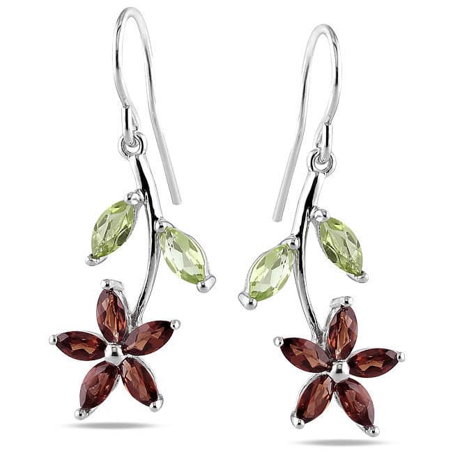 Miadora Sterling Silver Multi-gemstone Flower Earrings