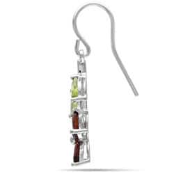 Miadora Sterling Silver Multi-gemstone Flower Earrings