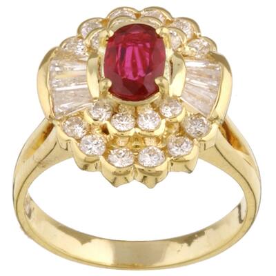 Kabella 18k Gold Ruby and 1 1/10ct TDW Diamond Ring (GH, SI1)