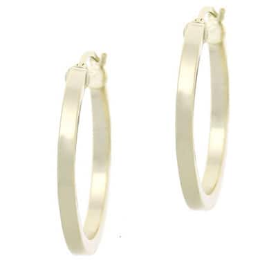 Mondevio Polished Sterling Silver 25mm Hoop Earrings
