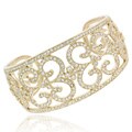 Icz Stonez 18k Gold over Sterling Silver CZ Swirl Cuff Bangle