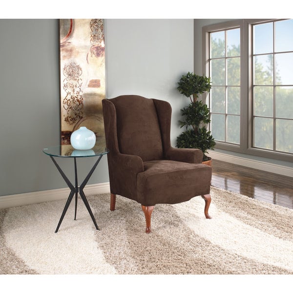 Sure Fit Stretch Suede Wing Chair Slipcover   11357197  