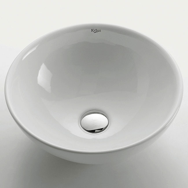 Kraus Round White Ceramic Vessel Sink