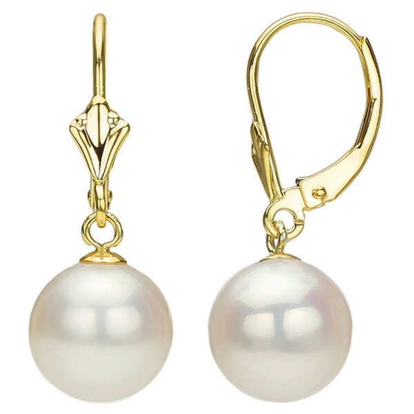 Davonna 14k Yellow Gold 8 5 Mm White Freshwater Pearl Leverback Davonna 14k Yellow Gold 8 5 Mm White Freshwater Pearl Leverback Earrings Case Of