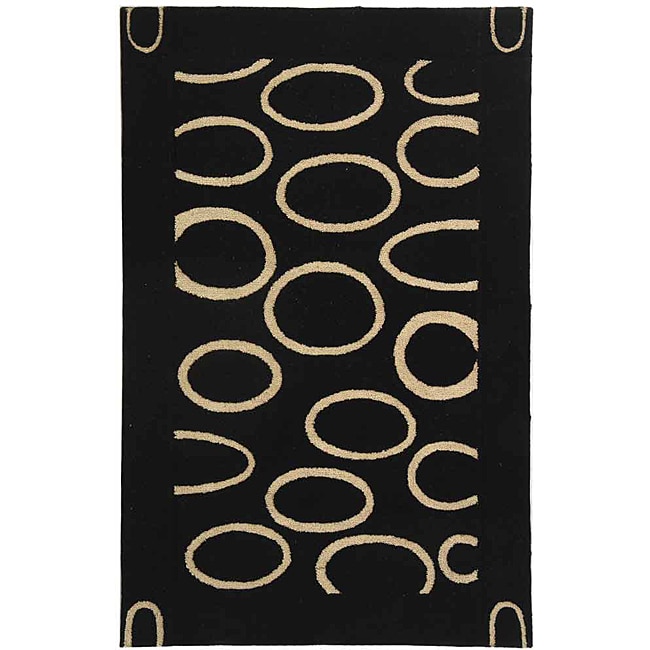 Handmade Soho Eclipse Black/ Ivory New Zealand Wool Rug (5 X 8) (BlackPattern GeometricMeasures 0.625 inch thickTip We recommend the use of a non skid pad to keep the rug in place on smooth surfaces.All rug sizes are approximate. Due to the difference o