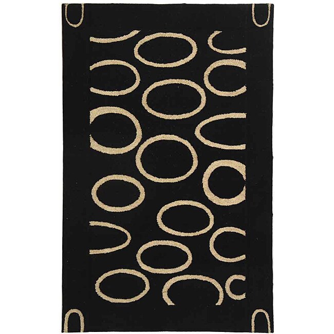 Safavieh Handmade Soho Eclipse Black/ Ivory N. Z. Wool Rug - 7'6 x 9'6