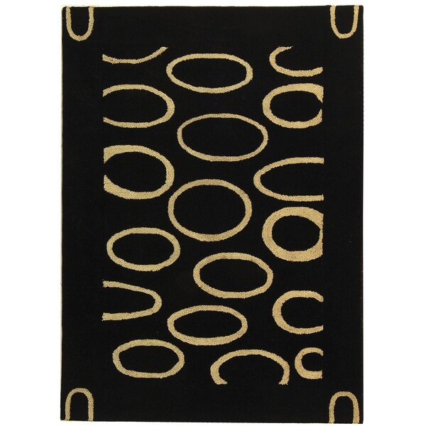 Safavieh Handmade Soho Eclipse Black/ Ivory N. Z. Wool Rug - 7'-6" x 9'-6"