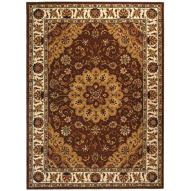 Handmade Traditions Tabriz Tan/ Ivory Wool And Silk Rug (6 X 9)