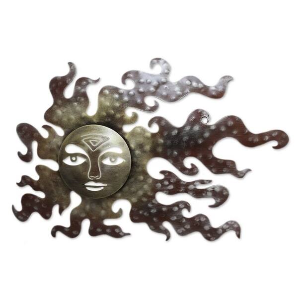 Handmade Placid Reflections Gold Sun with Rays Rustic Wall Art (Mexico)