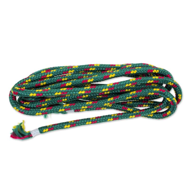 Caribbean Shades of Green Stripe Hand Knotted Rope Style Double Hammock