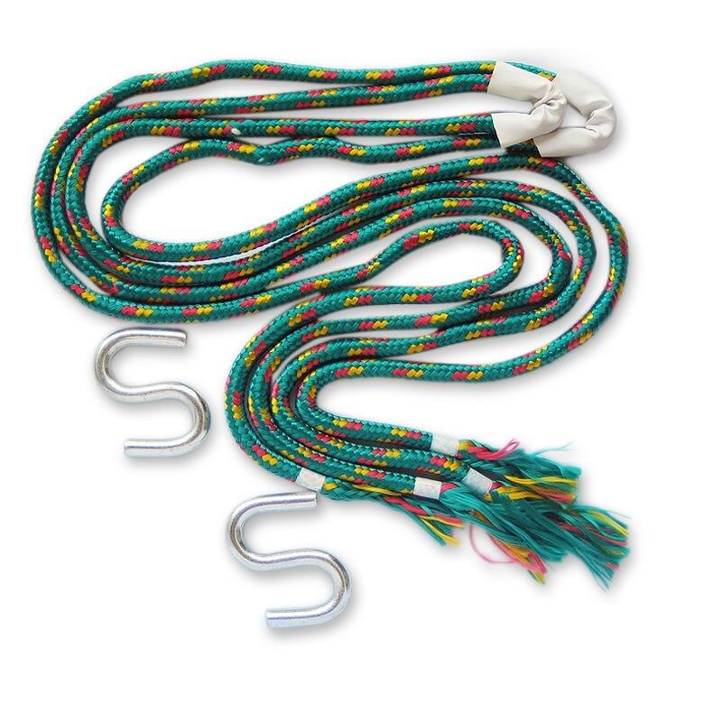 Caribbean Shades of Green Stripe Hand Knotted Rope Style Double Hammock