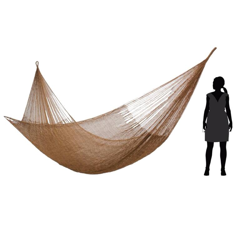 NOVICA Glowing Copper Hand Knotted Rope Style Nylon Double Hammock