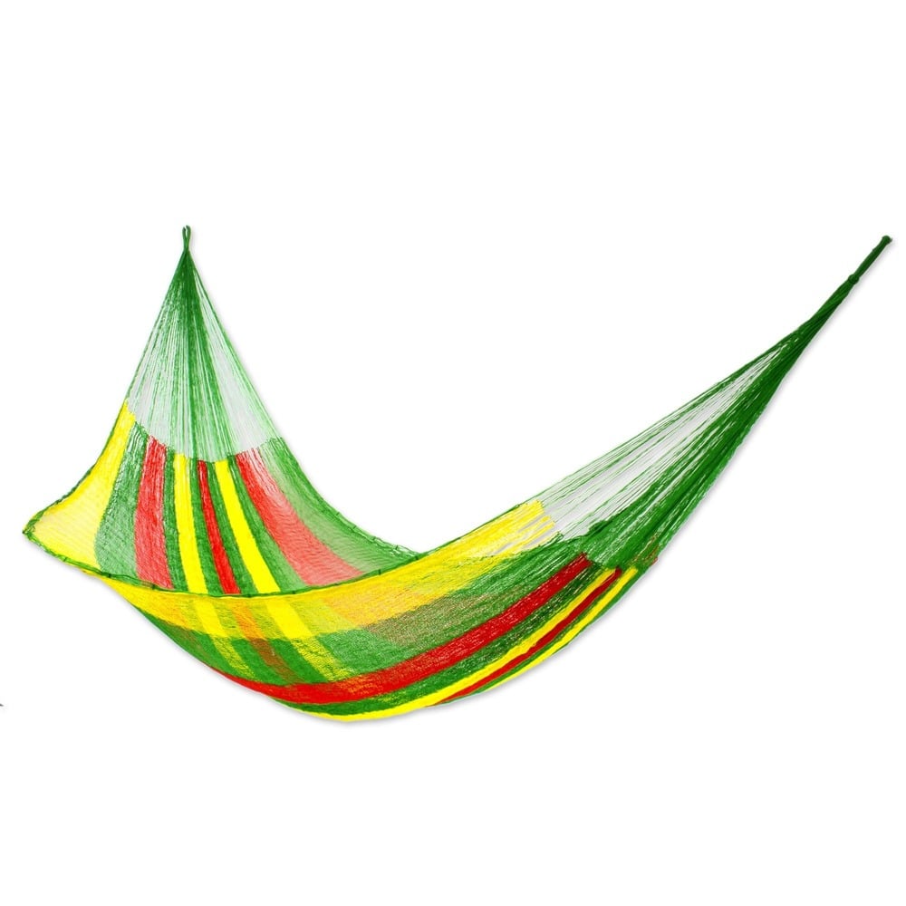 Handmade Tropical Passion Large Deluxe Hammock with Accessories (Mexico)