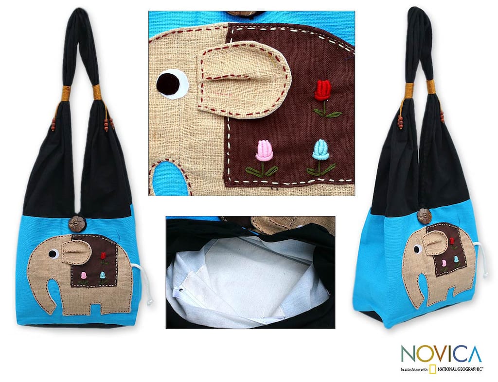 'Happy Elephant' Cotton Handbag (Thailand)