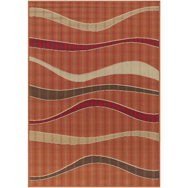 Mandara Indoor/ Outdoor Mandara Collection Rug (72 X 105) (OrangePattern GeometricMeasures 0.25 inch thickTip We recommend the use of a non skid pad to keep the rug in place on smooth surfaces.All rug sizes are approximate. Due to the difference of moni