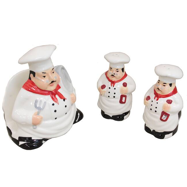 Plump Chef Hand-painted Napkin Salt and Pepper Set