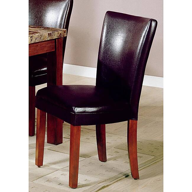 Dark Brown Bicast Leather Parson Chairs (Set of 2)