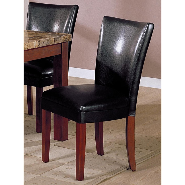 Black Bi cast Leather Parson Chair (set Of 2)