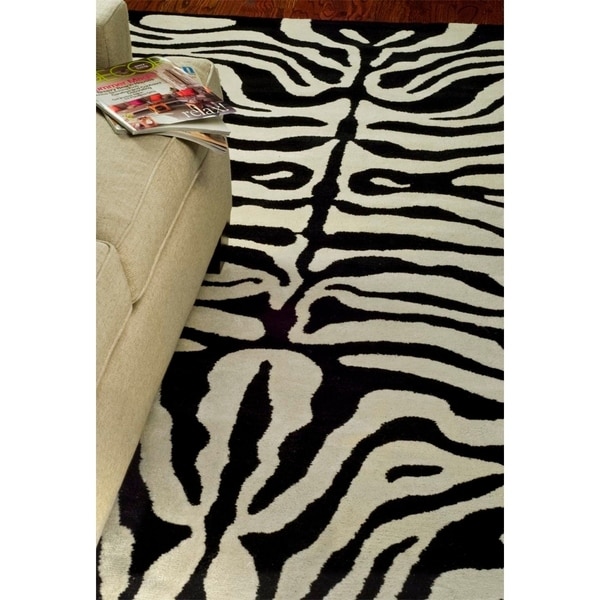 Safavieh Handmade Soho Zebra Ivory/ Black New Zealand Wool Rug - 7'6 x 9'6