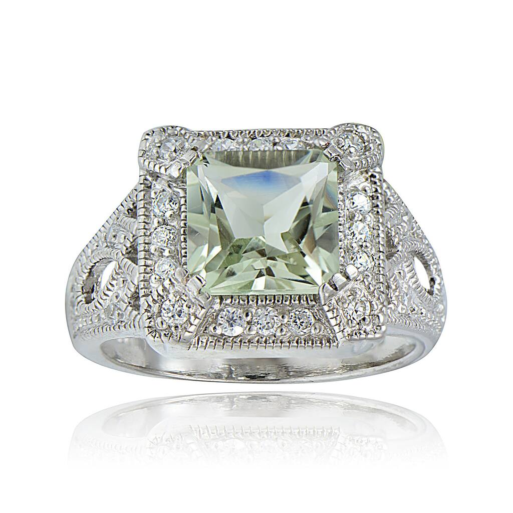 Glitzy Rocks Sterling Silver Gemstone and CZ Ring
