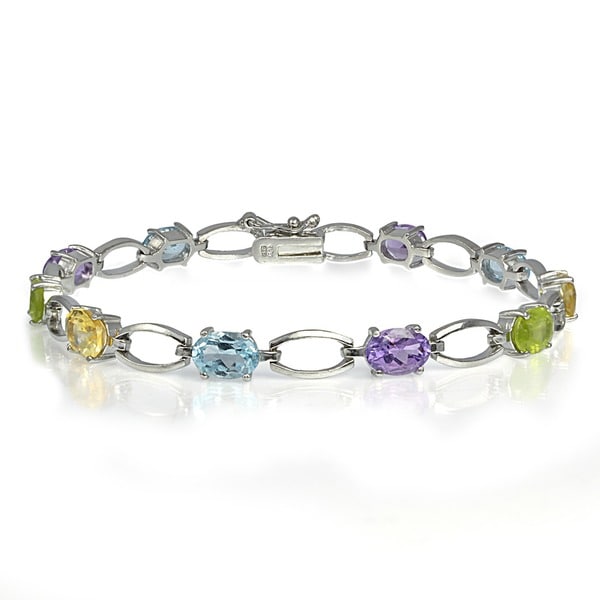 Shop Glitzy Rocks Sterling Silver Multi-colored Gemstone Bracelet - Free Shipping On Orders Over 