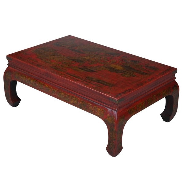 Shop Handpainted Red Oriental Coffee Table Free Shipping Today