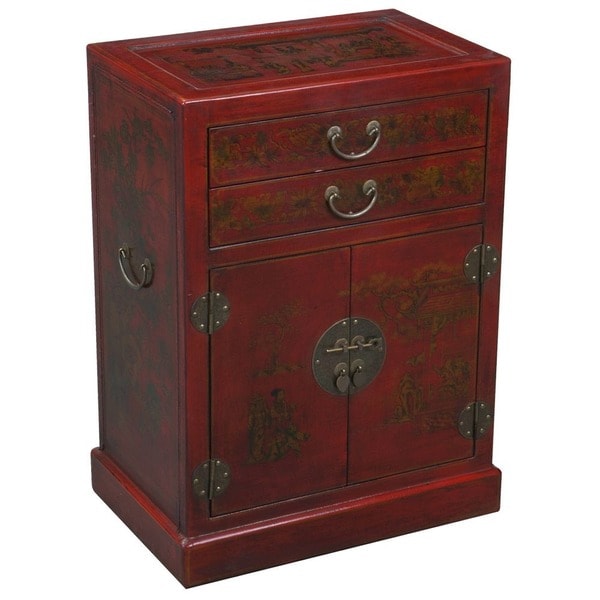 Handmade Hand Painted Oriental Wine Bar Cabinet Red China Handmade Hand Painted Oriental Wine Bar Cabinet Red China