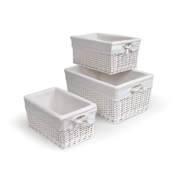 Shop Badger Basket White Rattan Lined Baskets (Set of 3) Free Shipping On Orders Over 45