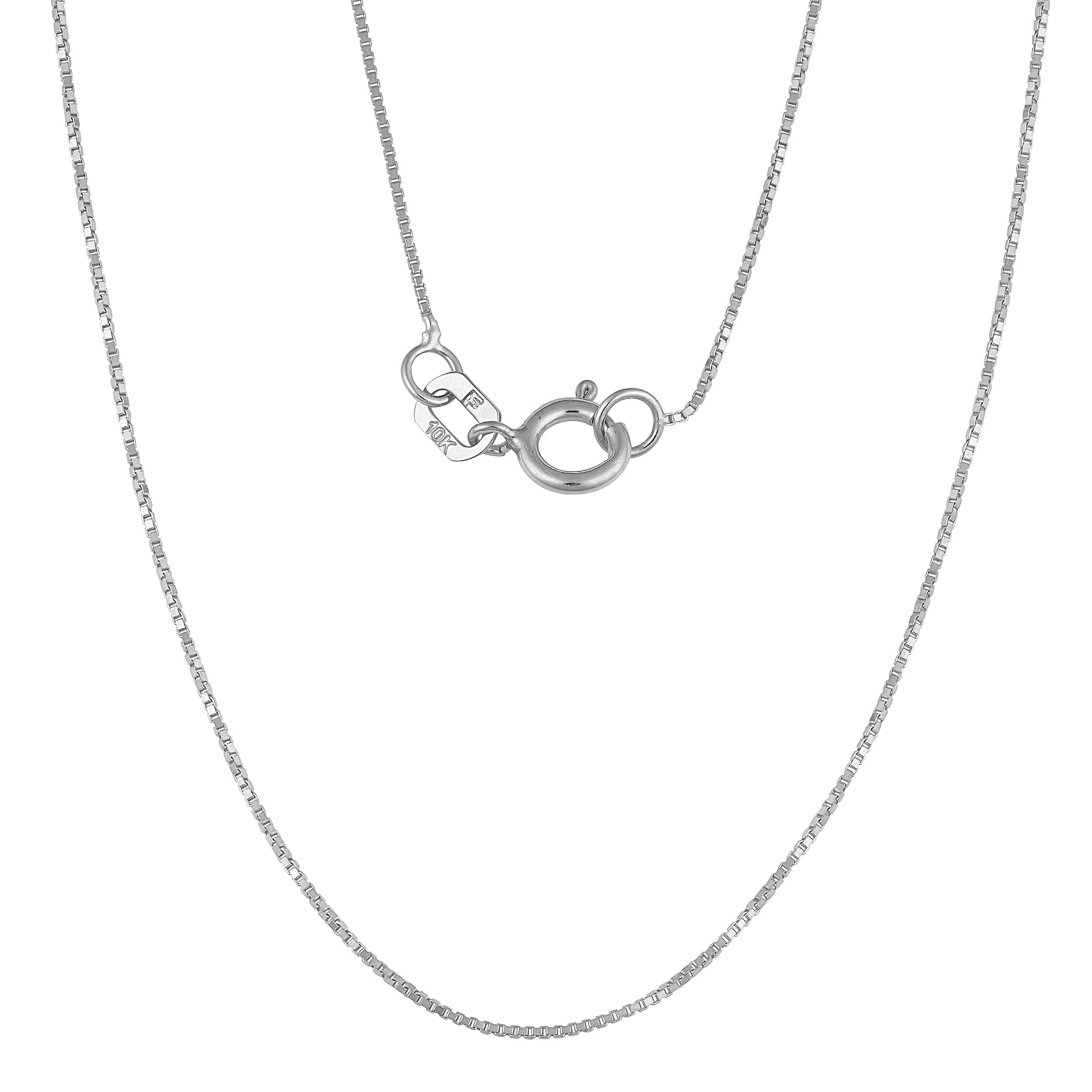 Au Naturale 10k White Gold 0.6-mm Box Chain (16"-24")
